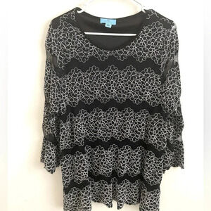 Y2k Whimsigoth CeCe blouse black and white grunge Boho chic Fairy Grunge XL